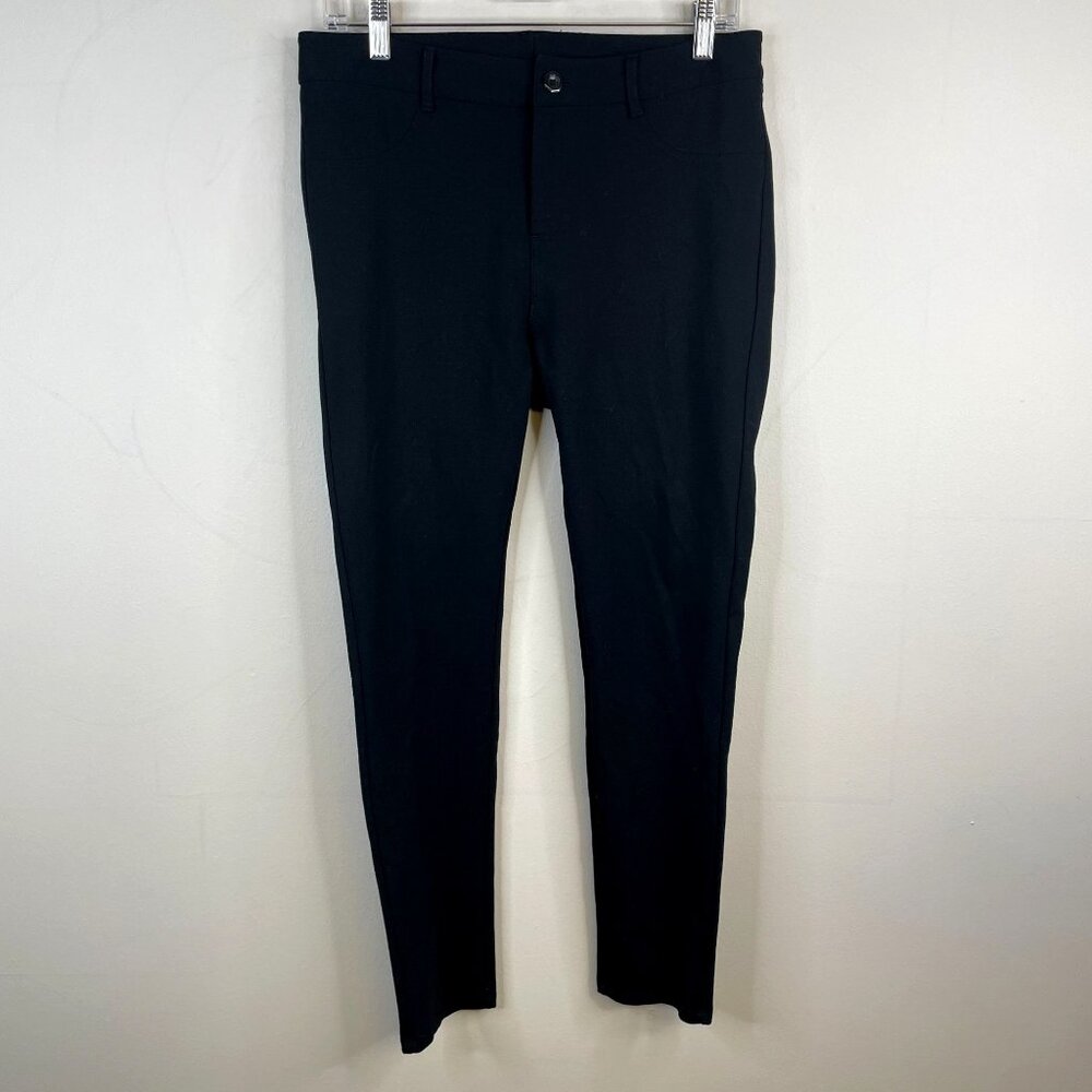 Garnet Hill Parisian Girl Minimalistโ Knit Pants 8 Black Tapered Work Office
